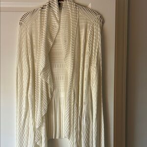 White House Black Market Cream Open-Front Textured Cardigan